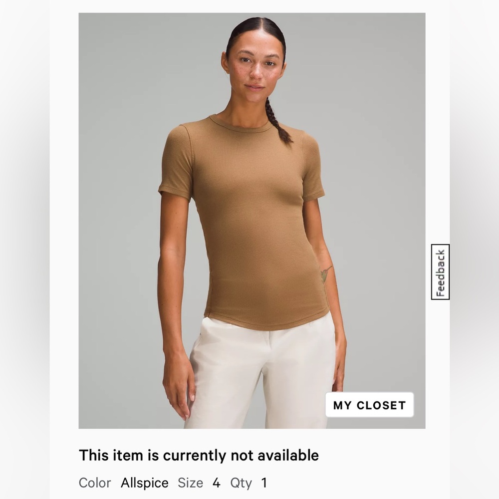 Lululemon Hold Tight Shirt Sleeve Shirt - Allspice Sz 4